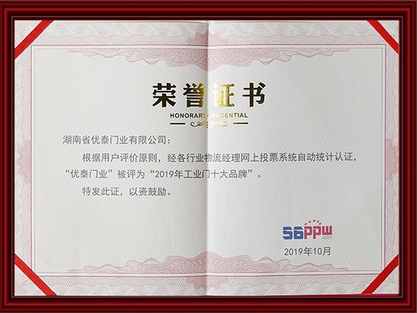 2019年工業門（mén）十大品牌